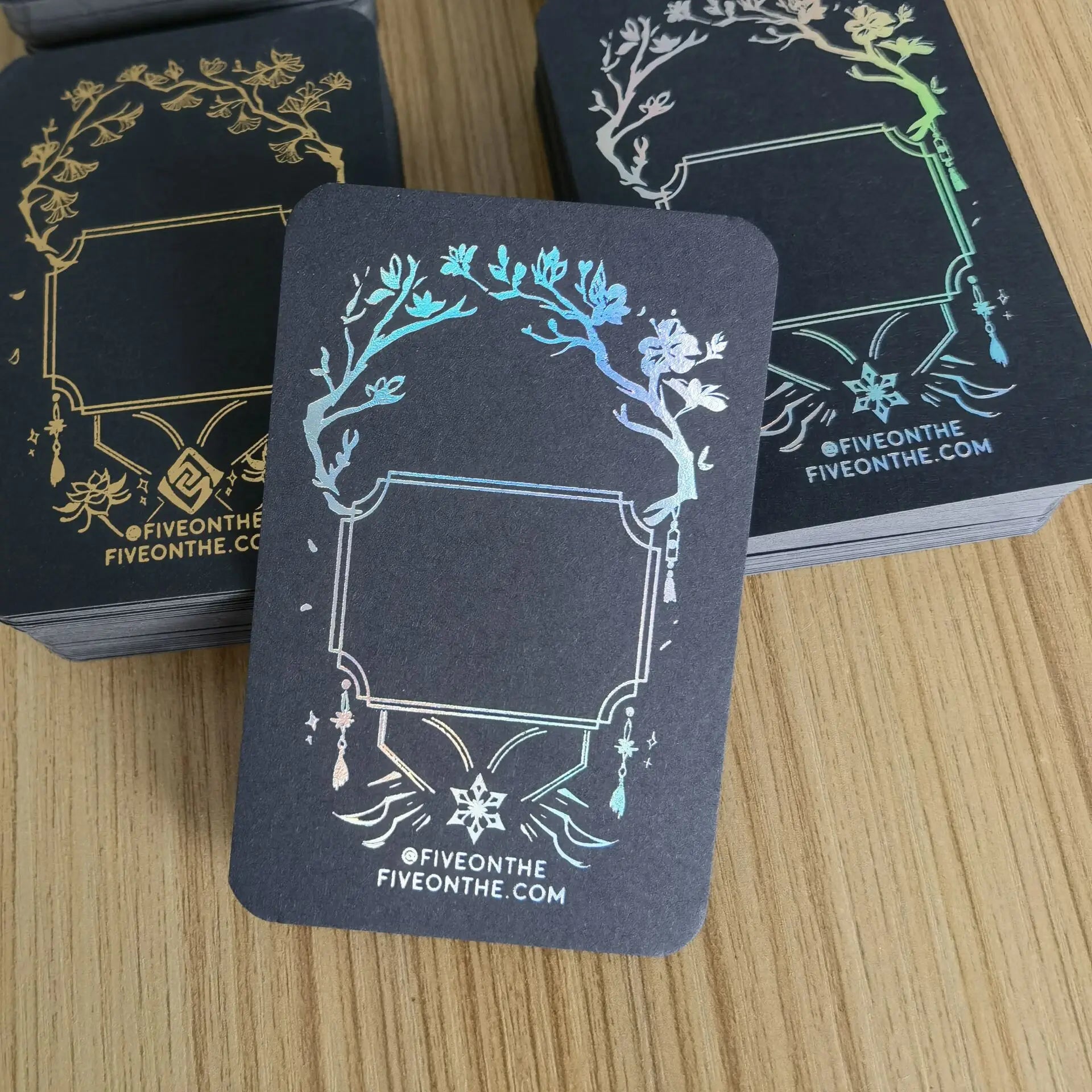 Customizable Business Cards with Holographic Foil Printing 4C+4C CMYK Pantone Letterpress on Duplex Board Custom Size