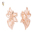 FJ Fallon Fashion Jewelry Leaves Butterfly Earrings Plated in 585 Rose Gold Brass Based