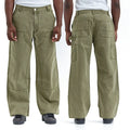Custom Logo High Waist Acid Wash Denim Wide Leg Pants Men Jean Baggy Cargo Pants Men Double Knee Carpenter Pant