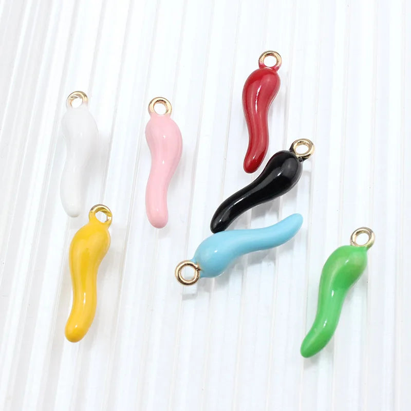 Hot Selling  Colored Pepper Pendant Drip Oil Chili Shape Pendants Charms for Diy Bracelet Necklace Making