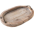 Retro Weathered Solid Wood Color Enamel Travel Serving Tray with Handle Eco-Friendly Portable Cedar