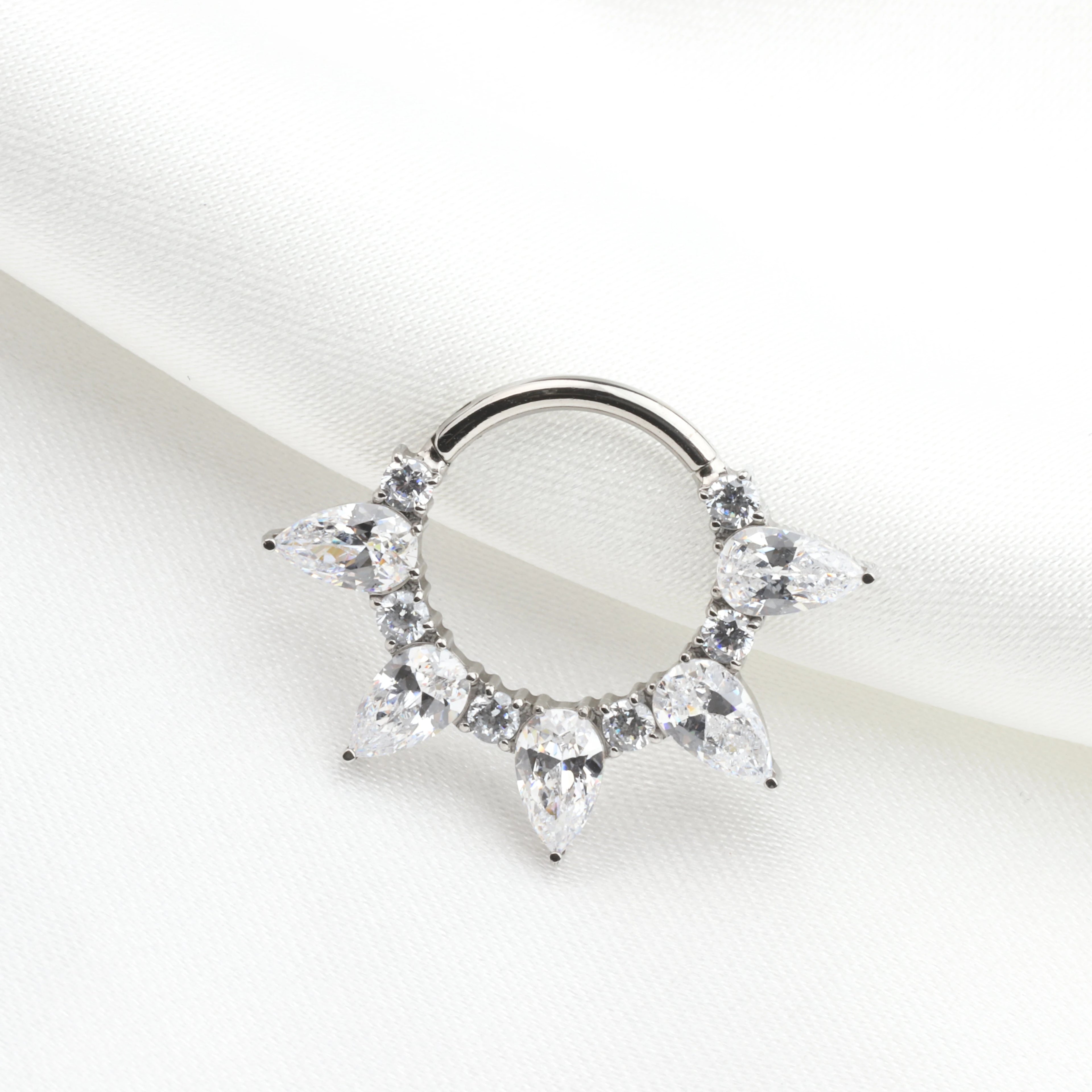 Titanium New Zircons CNC Nice Hinged Clicker Ring Septum Piercing Jewelry