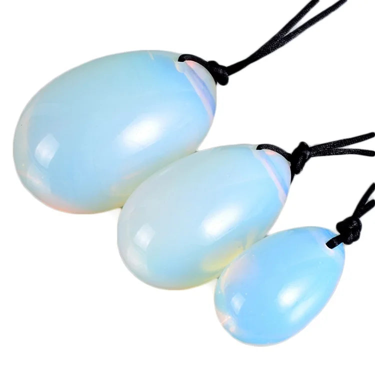 Huiying Best sellers natural Nephrite Jade Gemstones Yoni Eggs 3-pcs Set opalite Yoni Eggs Drilled