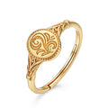 Fine Precision Work 925 Sterling Silver Engraved Classical Leaves Yubiwa Jewelry 9k Gold Plated Decorative Pattern Rings