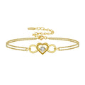 SB135 RINNTIN Best Gifts Women Bracelets 925 Sterling Silver Infinity Heart White Gold Plated Diamond Adjustable Bracelet