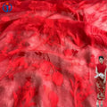 Wholesaler Lightweight Transparent Red Color Floral Design Pure Silk Viscose Burn Out Fabrics for Party Dress Garment