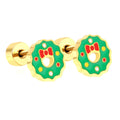 Christmas Jewelry Custom Wholesale Anti-allergy 304 Stainless Steel Enamel Earrings Cute Mini Christmas Circle Design Earrings