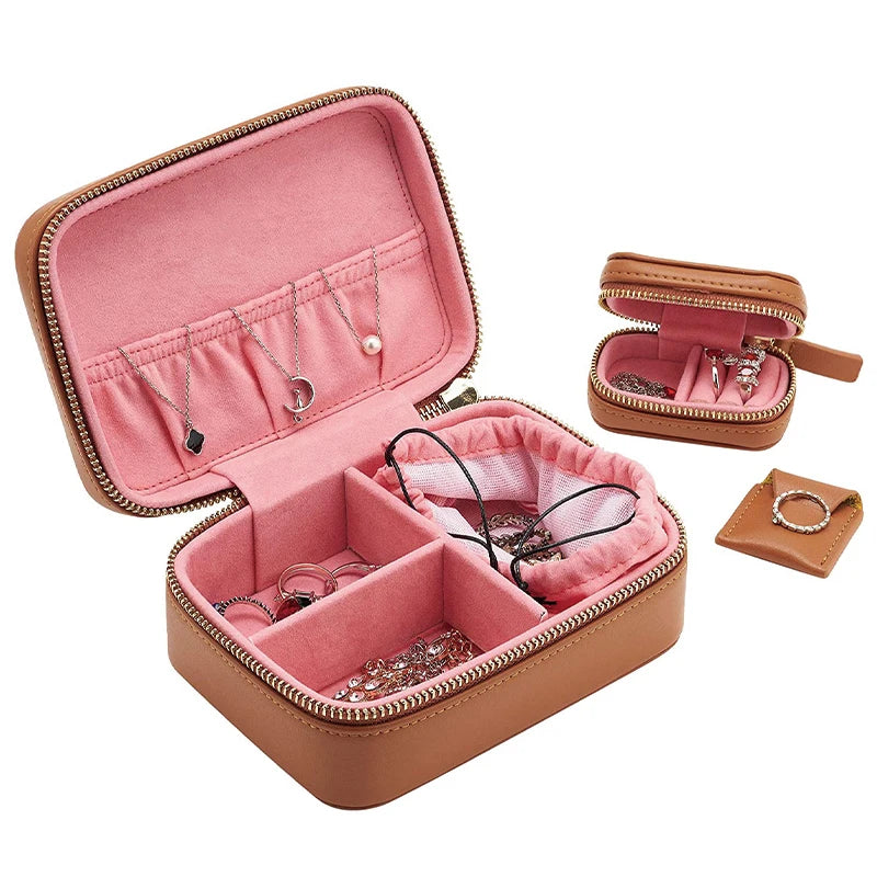 Excellent Quality 15x10.5x6cm Pu Leather Gift Organizer Travel Jewellery Box Earrings Jewelry Storage Display Boxes