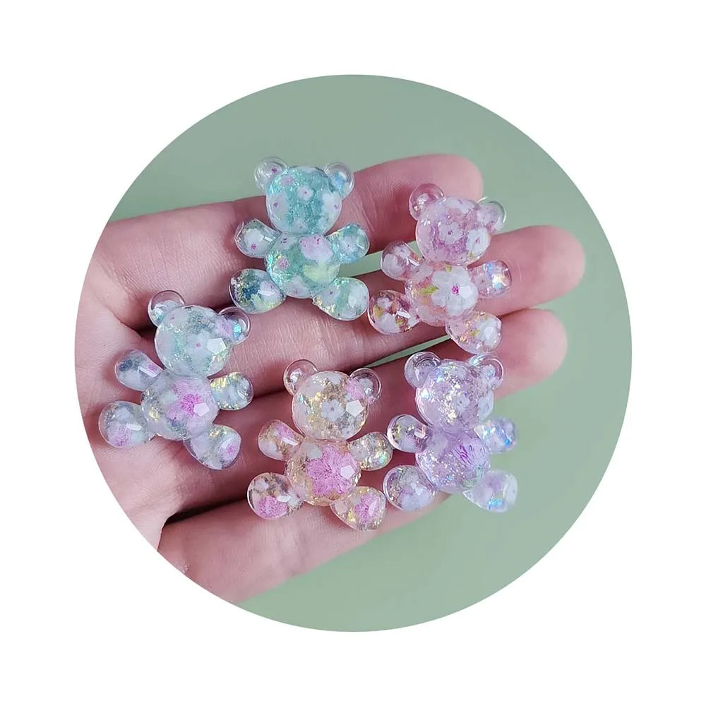 100Pcs 23*27MM Mini Resin Gummy Bear Flatback Cabochon Crystal Bear Slime Charm Beads for DIY Craft Jewelry Making  Decor