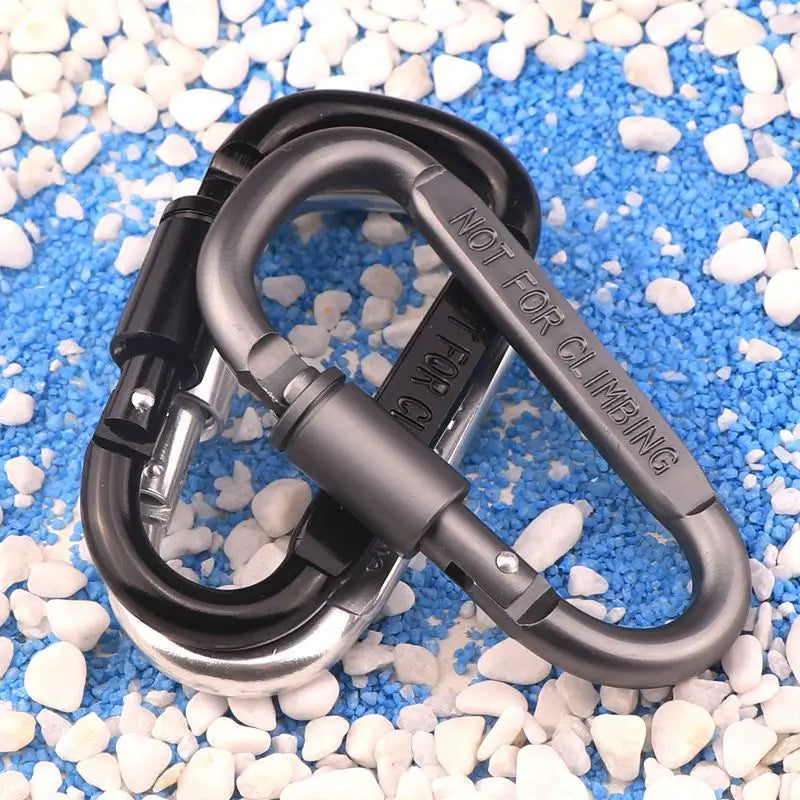 Get Multicolored Aluminum Alloy Electrolytic Finish Carabiner D-Ring Locking Security Keychain for Camping Climbing Hiking