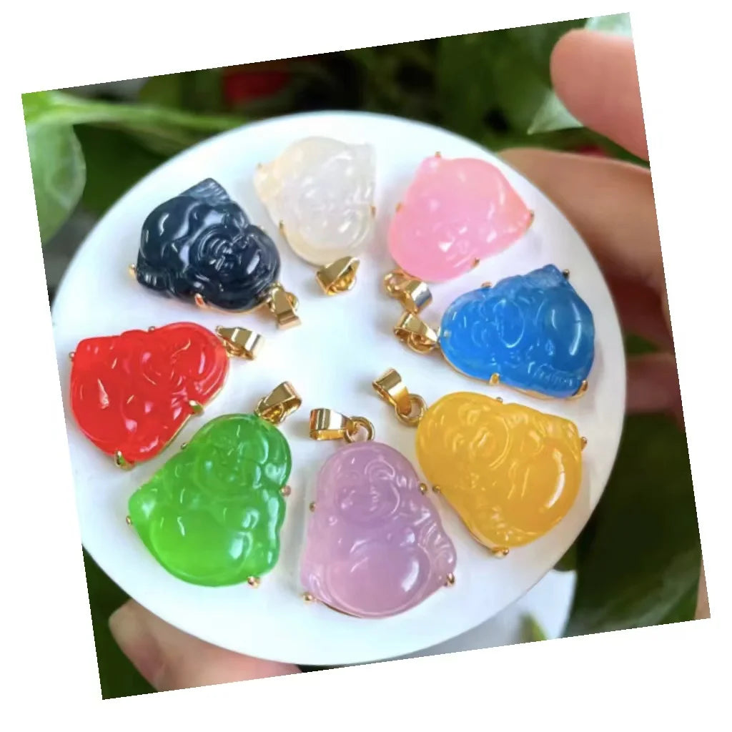New Colors Small Laughing Buddha Mini Jade Buddha Pendant Hot Selling Necklace for Gifts