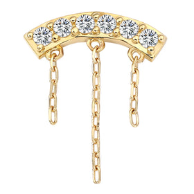 Eternal Metal 14K Solid Gold Threadless Push Pin Ends Chain Piercing Jewelry