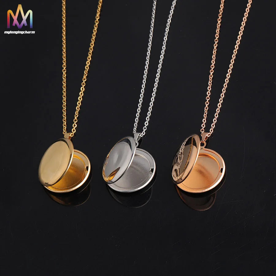 Diy Jewelry Gift Custom Photo Frame Locket Necklace Specular Open Locket Necklace
