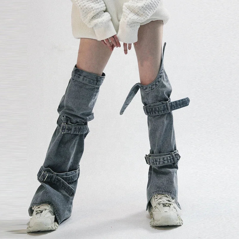 Wholesale Harajuku Cool Jean Leg Warmers Women Trending Street Denim Y2K Leg Warmers