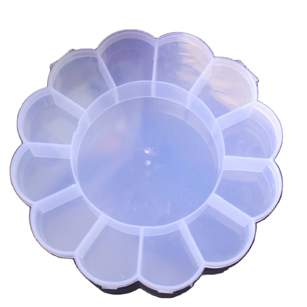 Transparent Plastic Empty Storage Boxes Flower Sunflower Container Nail Art Rhinestone Bead Gems Display Case