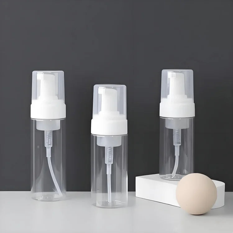 WOGU Foam Pump Bottle 50ml 100ml 150ml White Transparent PET Plastic Soap Pump Bottle Face Cleansing Cosmetic Packaging