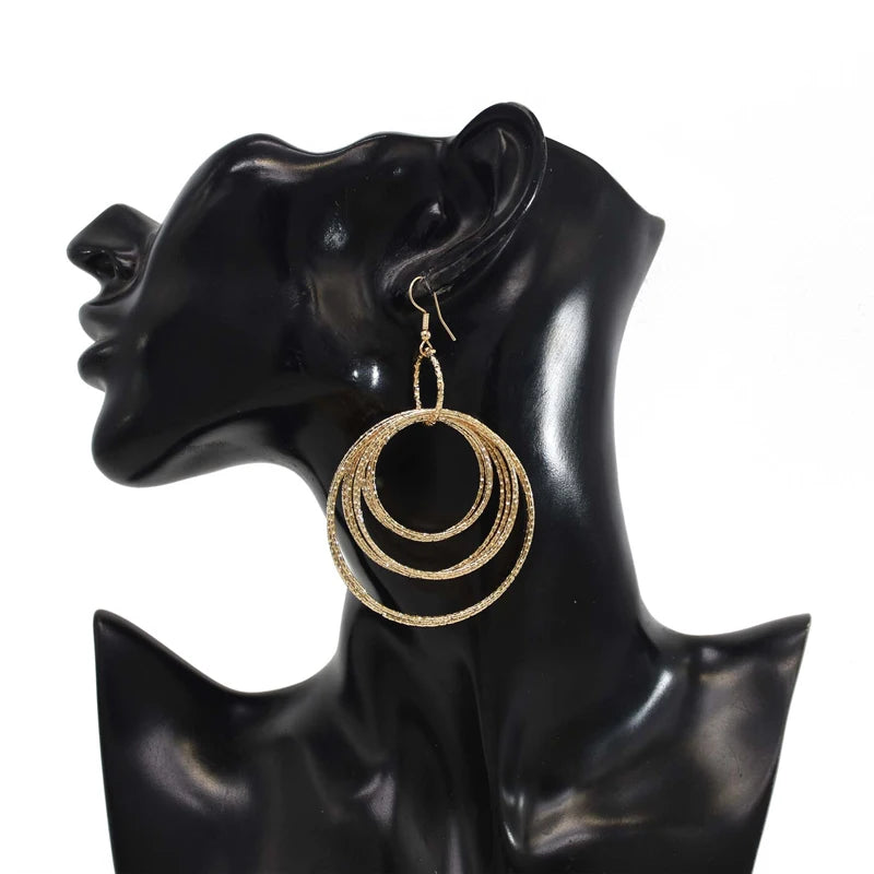 Fashion Jewelry China Factory Wholesale Joyeria Multi-layer Gold Brass Hoop Earrings Jewelry