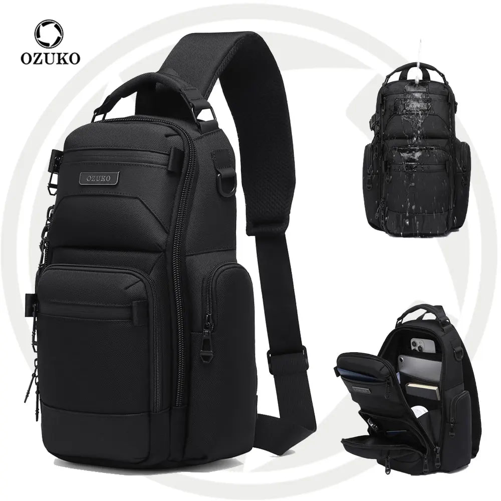 OZUKO 9805 Lightweight Crossbody Bag Men's Fashion Chest Bag Sports Casual Large Capacity Small Backpack for Men