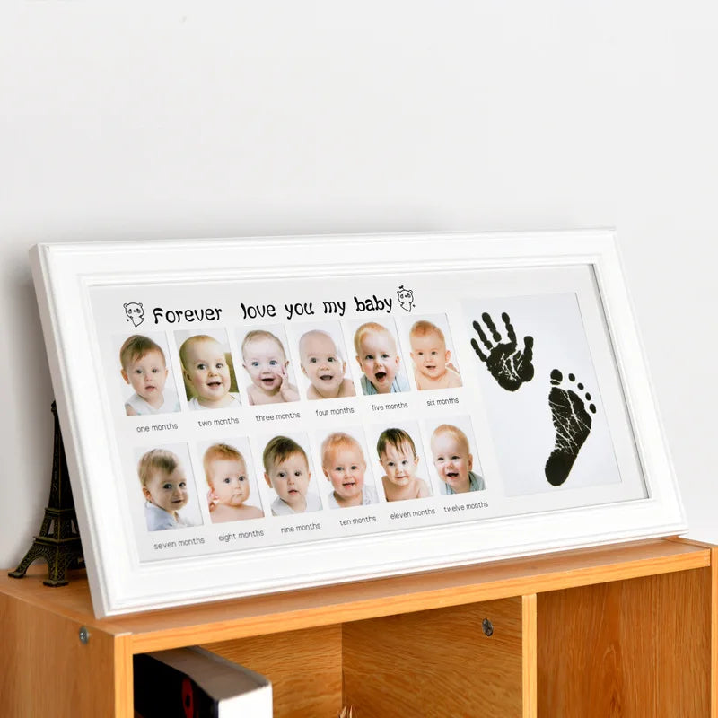 Fashionable Air Clay Photo Frame for Newborn Baby up to 12 Months Handprint & Footprint Keepsake Commemorative Photo Frame