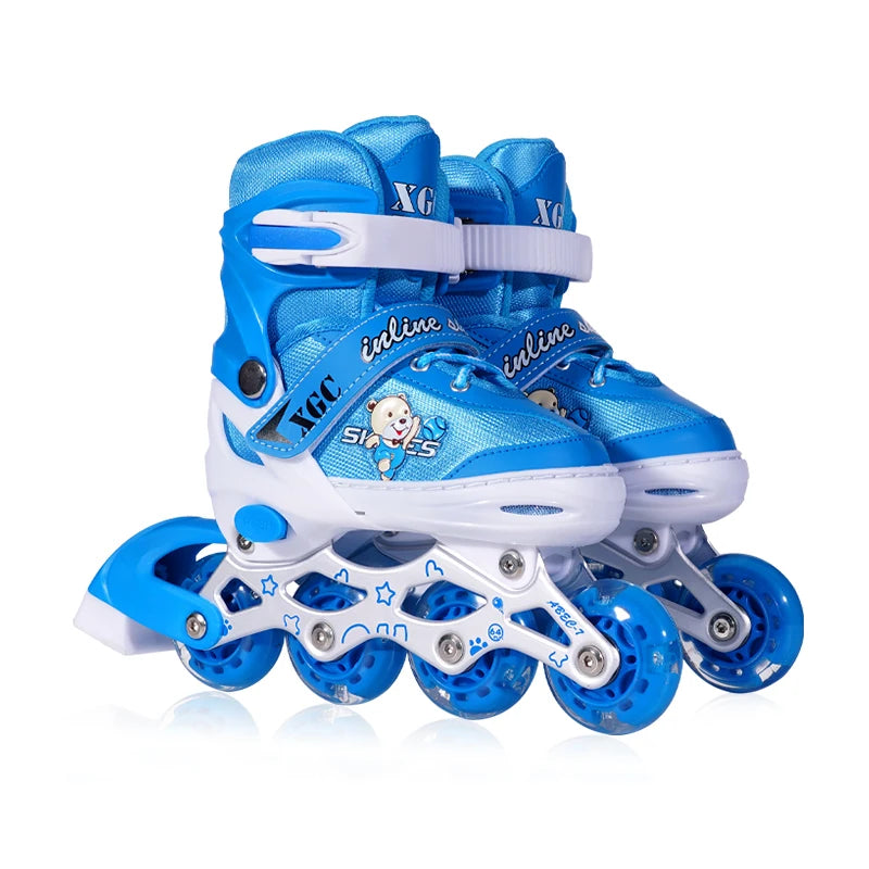 Factory Cheap Price Hot Selling Kids Inline Quad Skates with ABEC-7 Bearings Aluminum Frame Adjustable Sizes in Stock