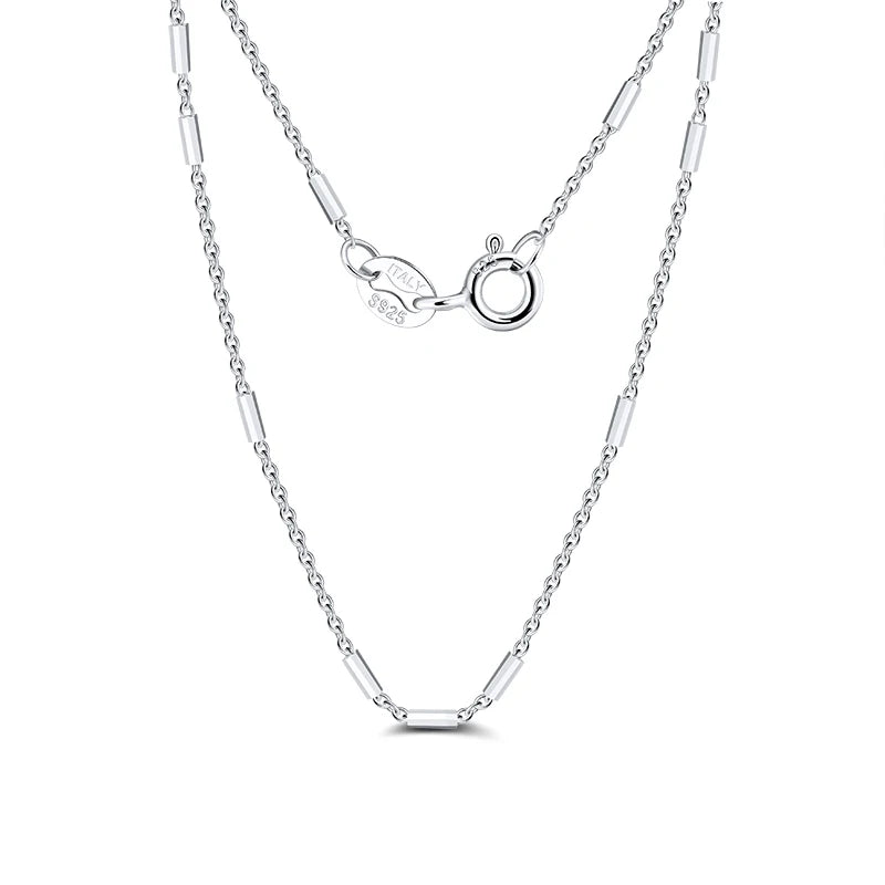 RINNTIN SC28 Handmade Jewelry Chain Necklace 925 Sterling Silver 1.1mm Cable Chain Necklace With 1.2mm Bar for Women