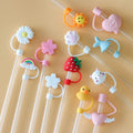 Cartoon Silicone Straw Tips Drinking Dust Splash Proof Plugs Cover Creative Cup Accessories 6-8mm Straw Sealing Tools