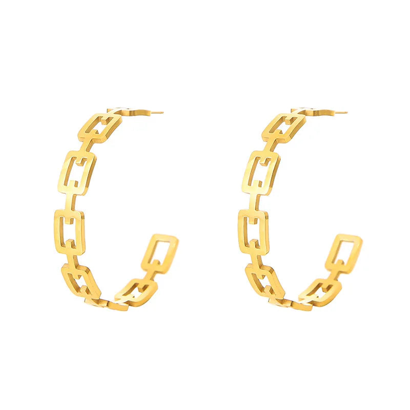 Wholesale 4.5cm Charm Stainless Steel Half Hoop c Chain Earrings Jewelry Earring Women China Manufacturer Supplier