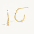 LOZRUNVE 925 Sterling Silver Gold Plated Simple Minimalist Wave Open Huggie Hoop Earring
