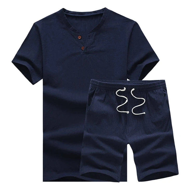New Style Summer Men's Suit 2 Piece Men's Sportswear Suit Sports Fitness Custom Brand Printing Short Sleeve Two Piece Short