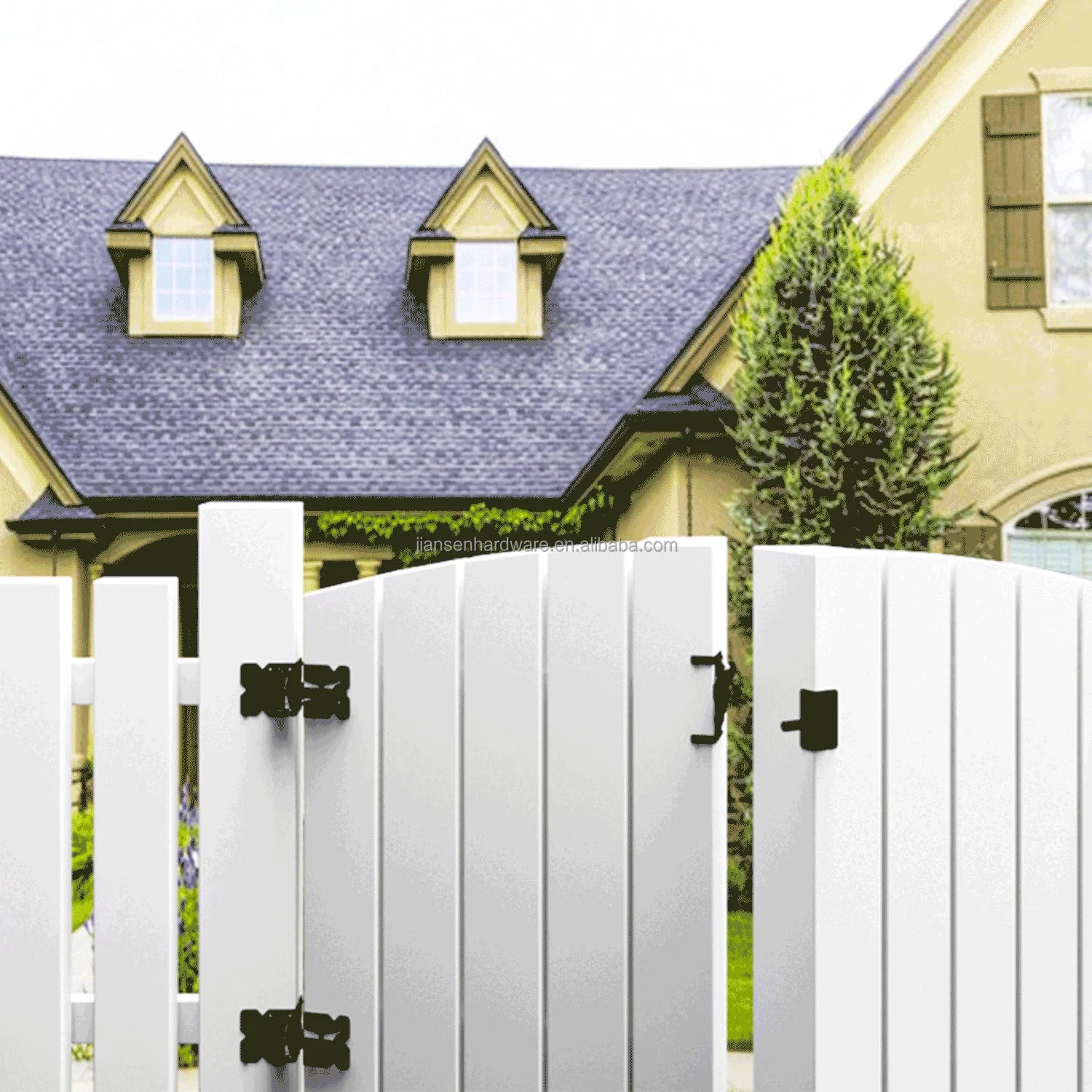 Black Adjustable Pvc Farm Garden Fence Gate Door Hardware Stainless Steel Hinges Wood Fence Post Fence Hinge(2-pack)