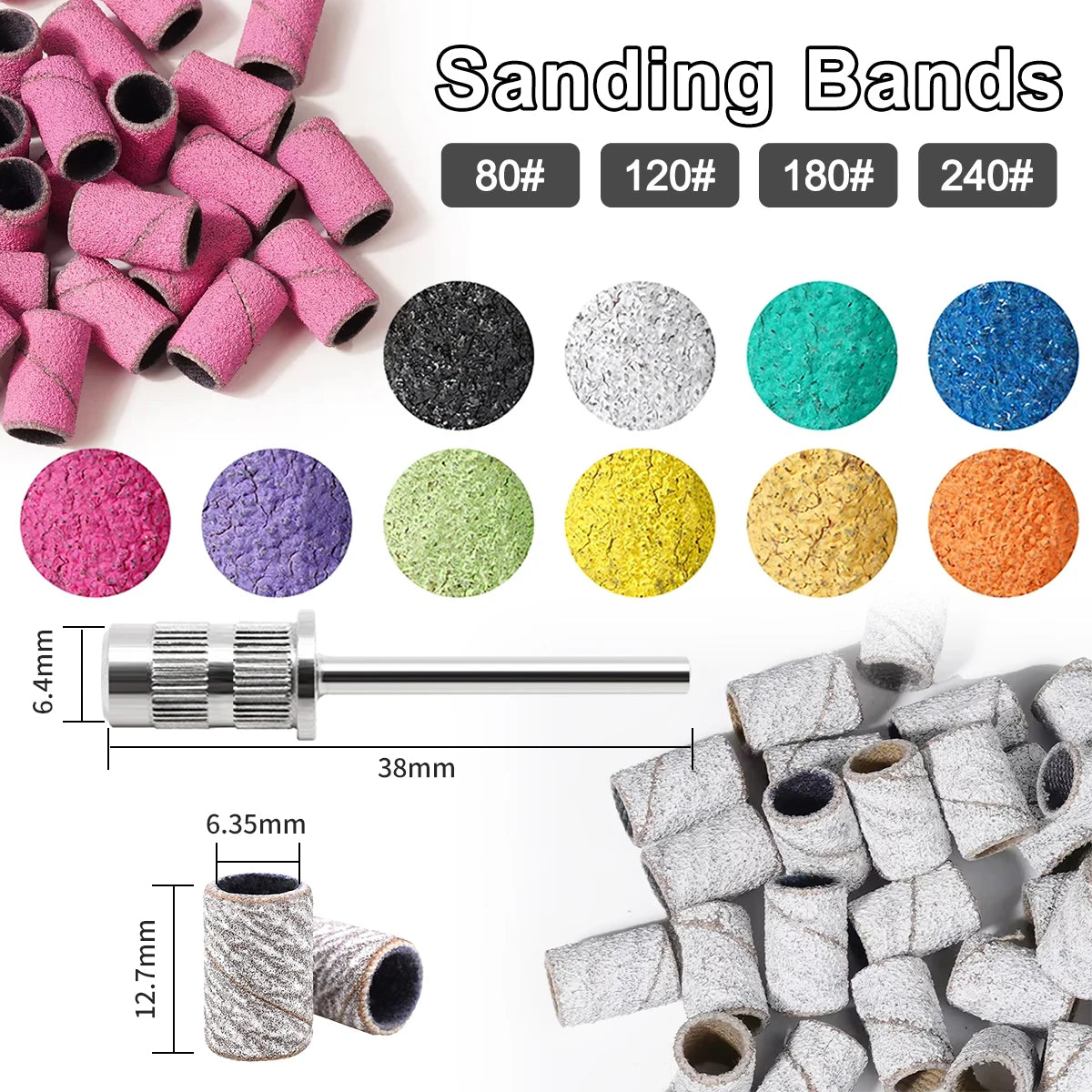 100 Piece Box Zebra White Manicure Sanding Bands for Nail Drill Bit Custom Logo 80''/120''/180"/240'' Nail Sanding Band