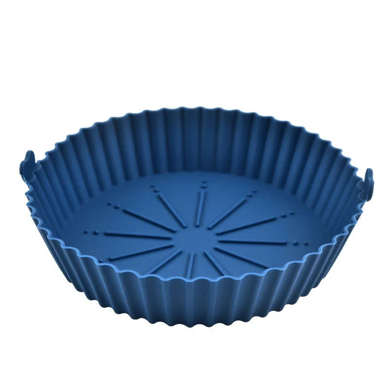 Round  Air Fryers Oven Baking Tray Fried Chicken Basket Mat Air Fryer Silicone Pot Grill Pan Kitchen Accessories