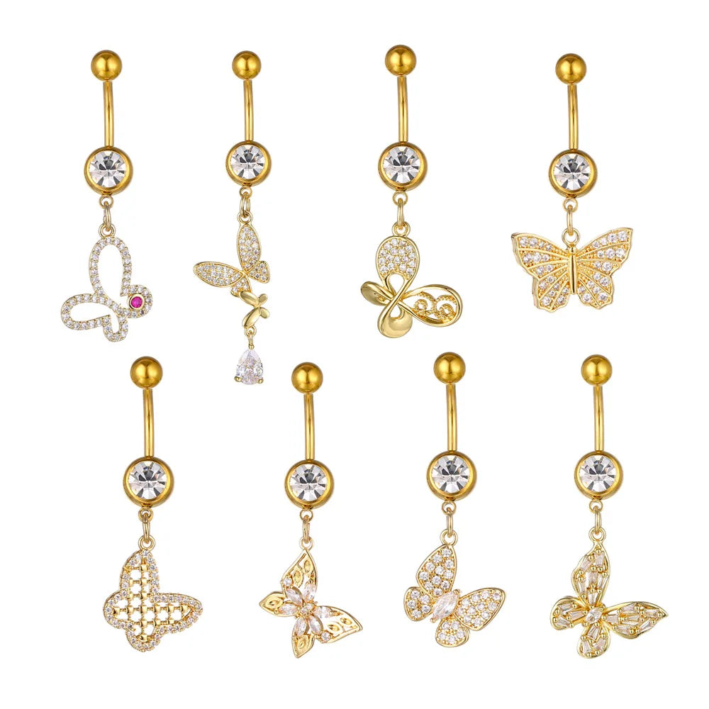 Gaby butterfly Surgical Steel Piercing Belly Piercing Belly Button Ring Custom Jewelry Navel Rings Wholesale Piercing Jewelry