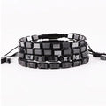 New Design Natural Stone Hematite Beaded Color No Tarnish Custom Macrame Bracelet JBS12547