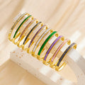 New Design Hot Selling French Jewelry Classic Square CZ Stainless Steel Handcuff Bracelet and Bangles Women B139
