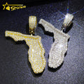 Ready to Ship Drop Shipping Hot Sale Iced Out VVS Moissanite Diamond S925 Silver GRA Certificate Hip Hop Iced Out Map Pendant