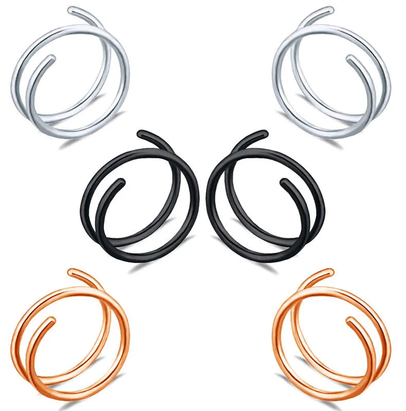 Gaby New Sale Single Nose Ring Cute Stainless Steel Spiral Double Hoop with Gold Plating Wholesale One Hole Piercing Jewelry