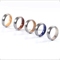 6mm Silver Tungsten Ring Invisible Setting Inlaid Wood Antler Brushed Beveled Edges Mens Womens Wedding Engagement Gift