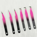 Best Quality Stainless Steel Eyelash Extension Tweezers Top Lash Extension with Fiber Tip Matte Black Plasma Tip Wholesale Price