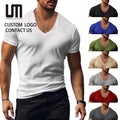 OEM Clearance Sales Custom Printed Summer Men's T-Shirt - V Neck Short Sleeve Solid Color Casual Wear Logo/Pattern Available