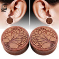 Set of 10 Peace Tree Wood Ear Piercing Tunnel Body Jewelry Engagement/Wedding Party Favors Unisex Ear Expander Plug Gauges