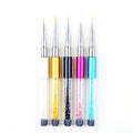 Tamax NAB025 5pcs Nail Art Liner Set 0.5/0.7/0.9/1.0/2.0cm Acrylic Handle Brushes for Nails Gel Drawing Dotting Design