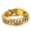 Gold Plated Luxury Men Jewelry Bracelet Stainless Steel Simple Bracelet Anniversary Gift
