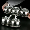 304 Stainless Steel Eco-Friendly Seasoning Pot Set with Spice Tools for Kitchen Use Salt & Sugar Pepper Seasoning Bottles