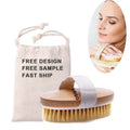 Custom Logo Wooden Body Brush Body Dry Brush With Soft Boar Bristles Exfoliating Dry Brush for Lymphatic Drainage Massage