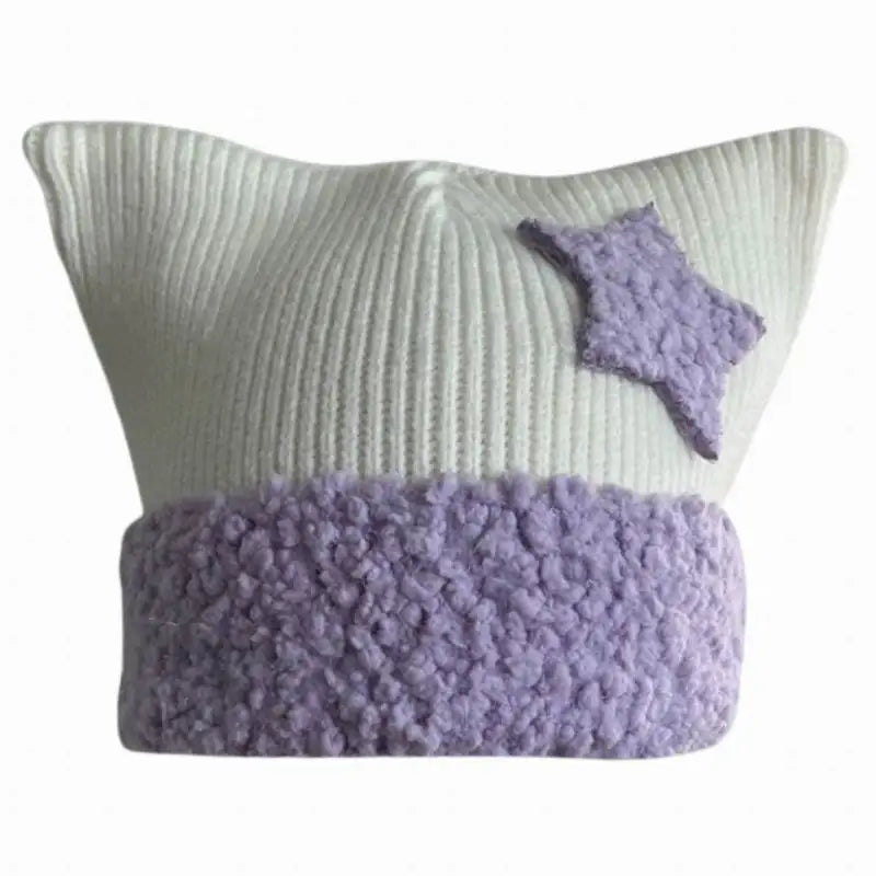 Custom Logo Y2k Star Patch Kawaii Crochet Knitted Hat Beanie for Women Girl