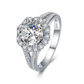 Romantic Lady Crystal Round Cut Diamond Ring 5A Cubic Zirconia Wedding 925 Sterling Silver Ring