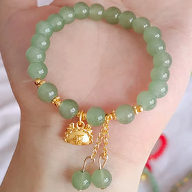 Trendy Artificial Aventurine Jade Bracelets for Women Girls Ancient Green Agate Beads Dragon Charm Bracelet Hand Jewelry
