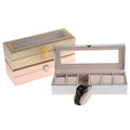 Special Style Silver Gold 6 Slot Jewelry Watch Storage Display Box Organizer With Cushion Glass Lid MegaBDM