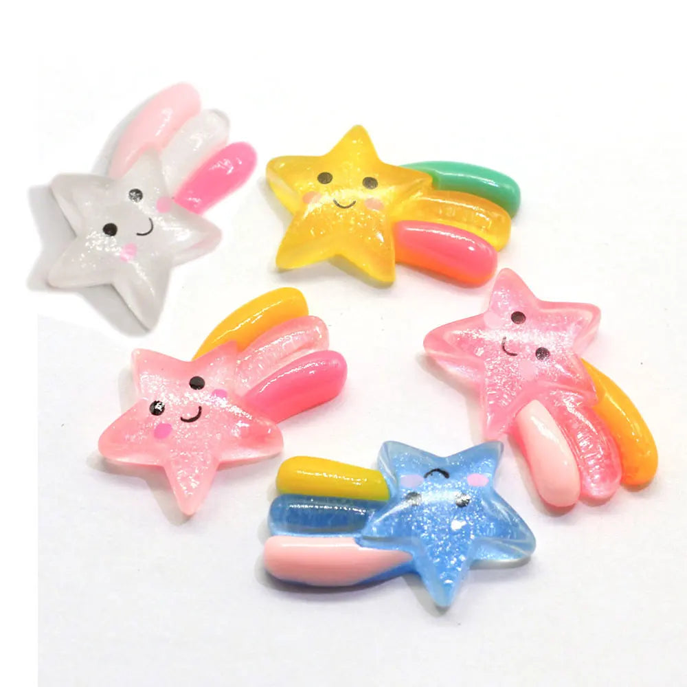 Cute Resin Shooting Star Meteor Flatback Resin Cabochon Scrapbook DIY Hair Bow Phone Decor